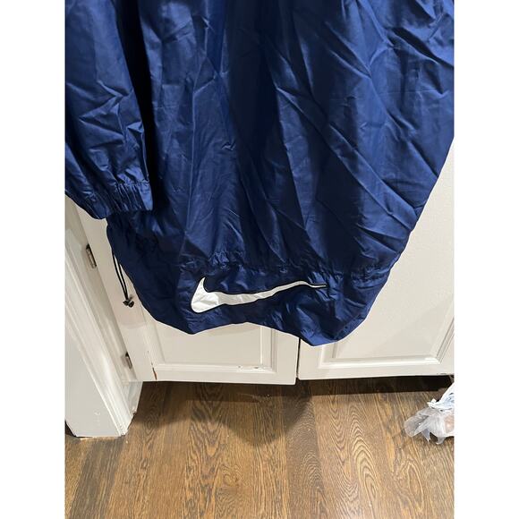 Vintage Nike Team Sports Windbreaker Jacket Blue White Hooded Mens L USA 90s - Picture 2 of 9